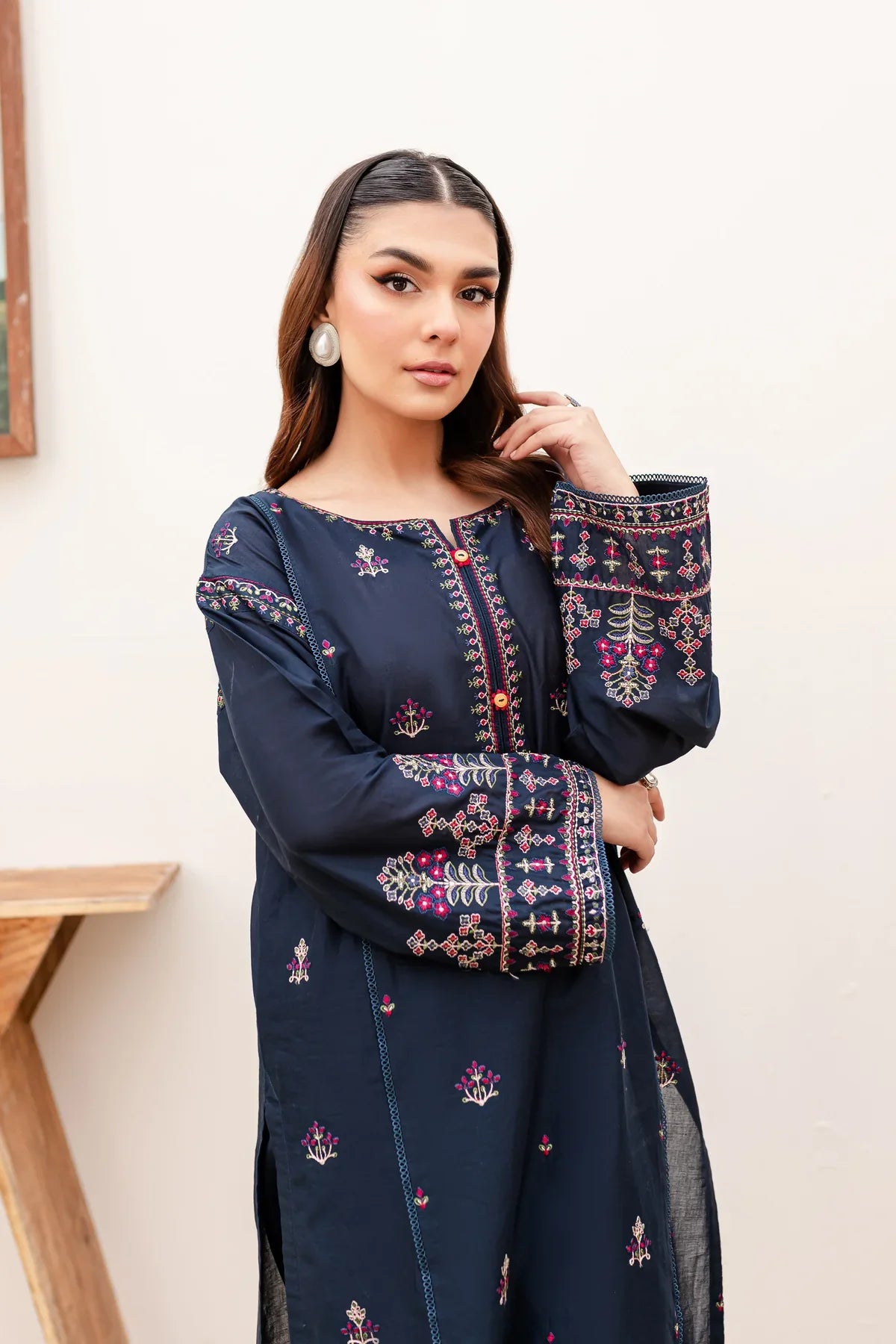 ZINCO FULLY EMBROIDERED STITCHED DRESS