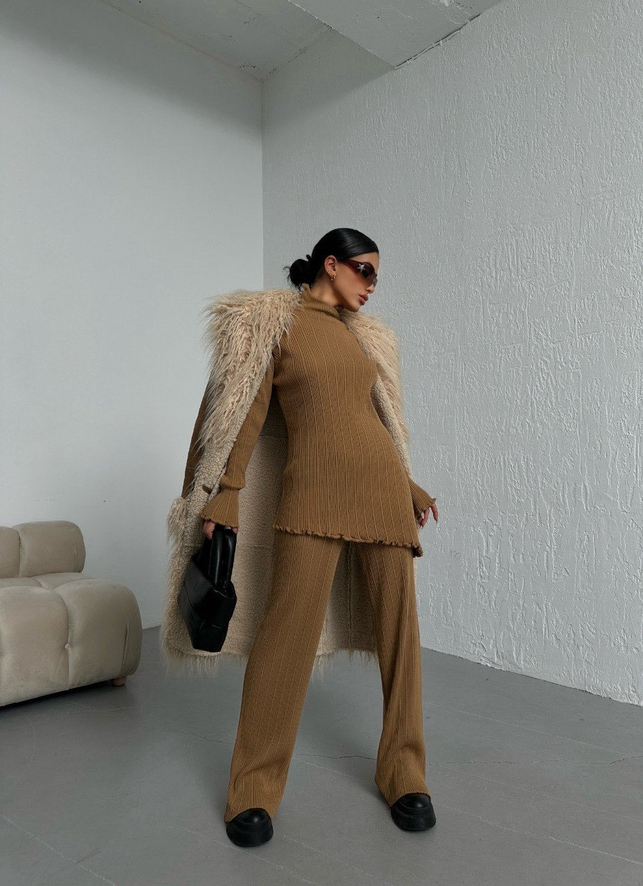 Camel Brown Sweater Knit Co-ord Set