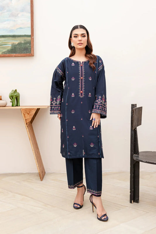 BESTSELLING BLUE BERRY EMBROIDERED STITCHED DRESS