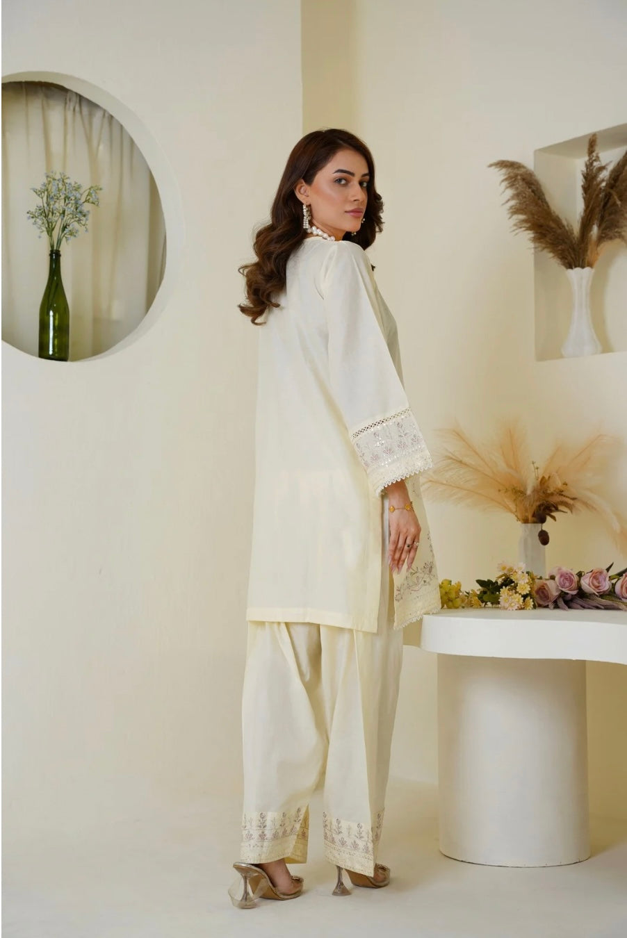 Rose White Farshi Shalwar Set