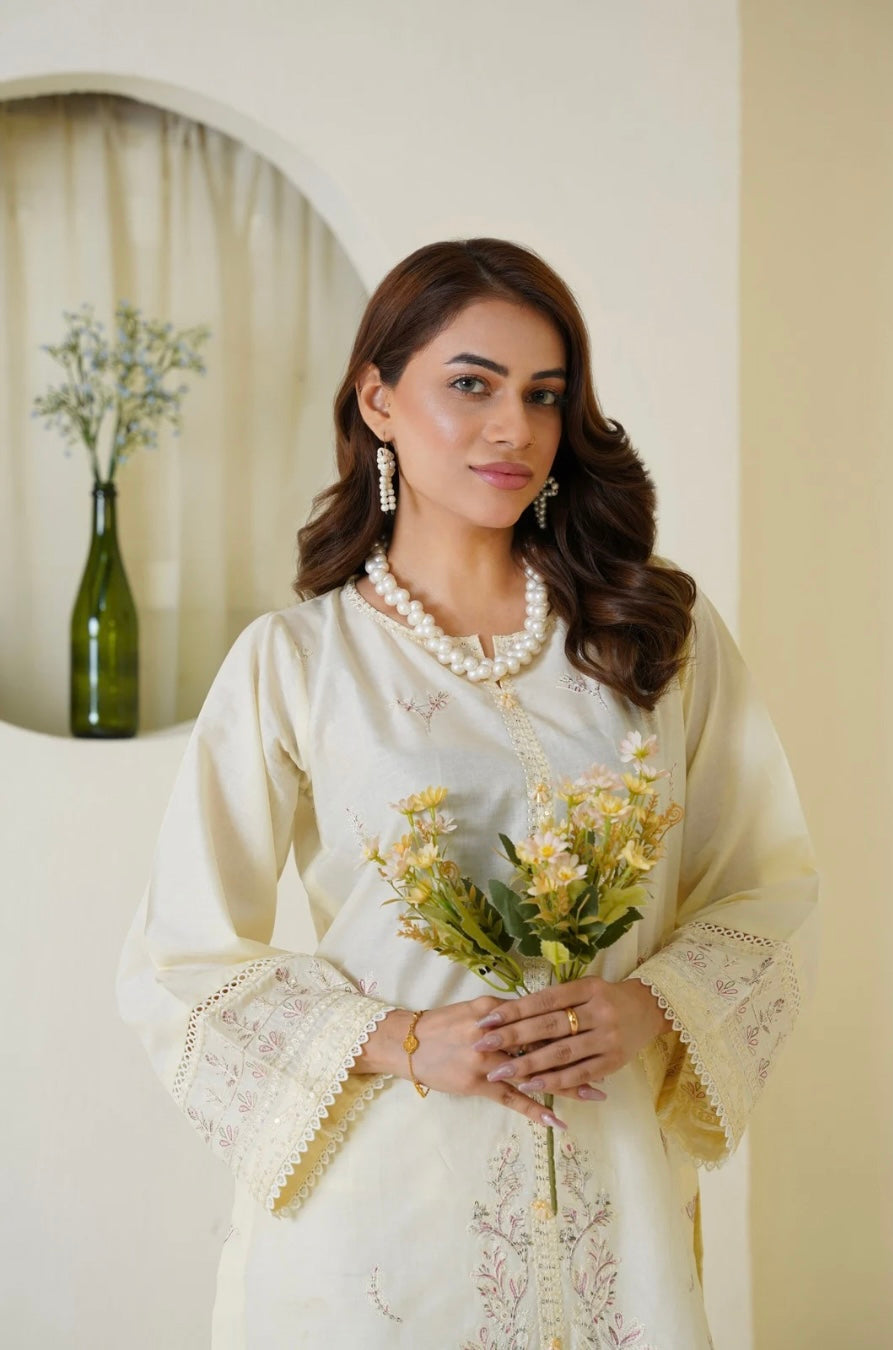 Rose White Farshi Shalwar Set