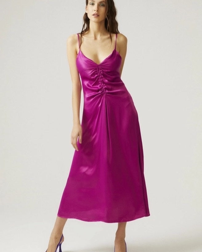 Pink Pleated Silk Dress