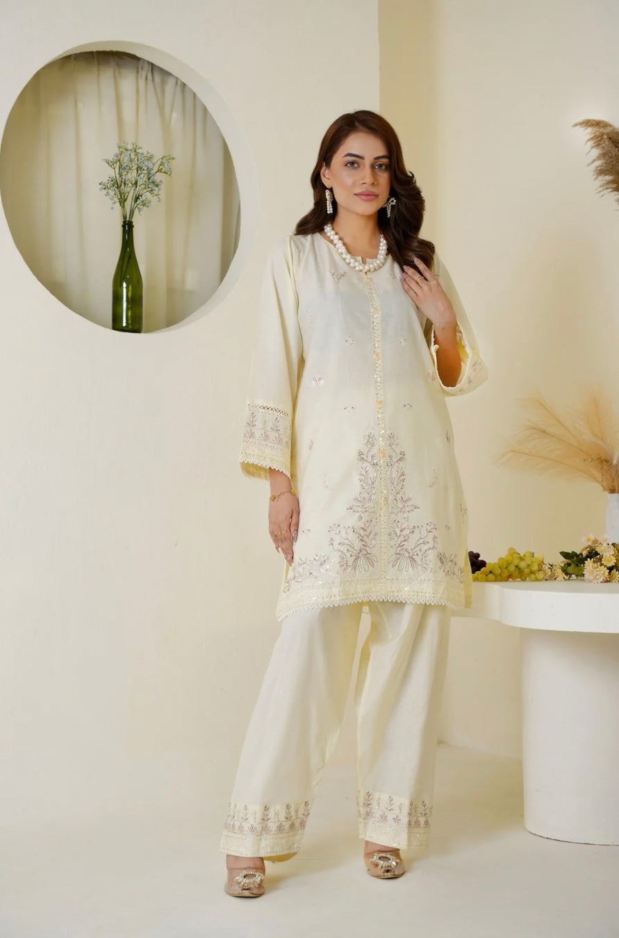 Rose White Farshi Shalwar Set