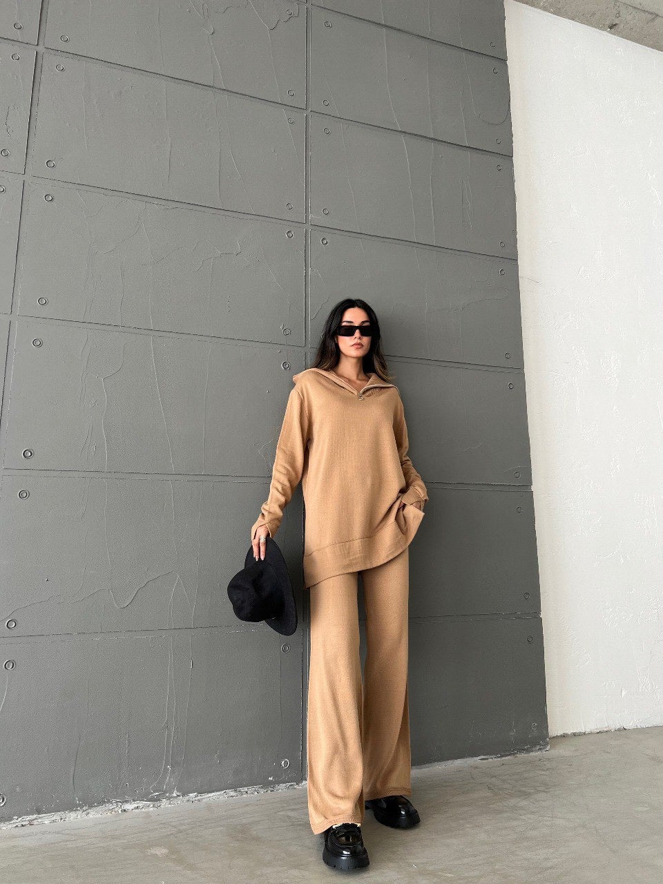 Camel Brown Sweater Knit Co ord Set