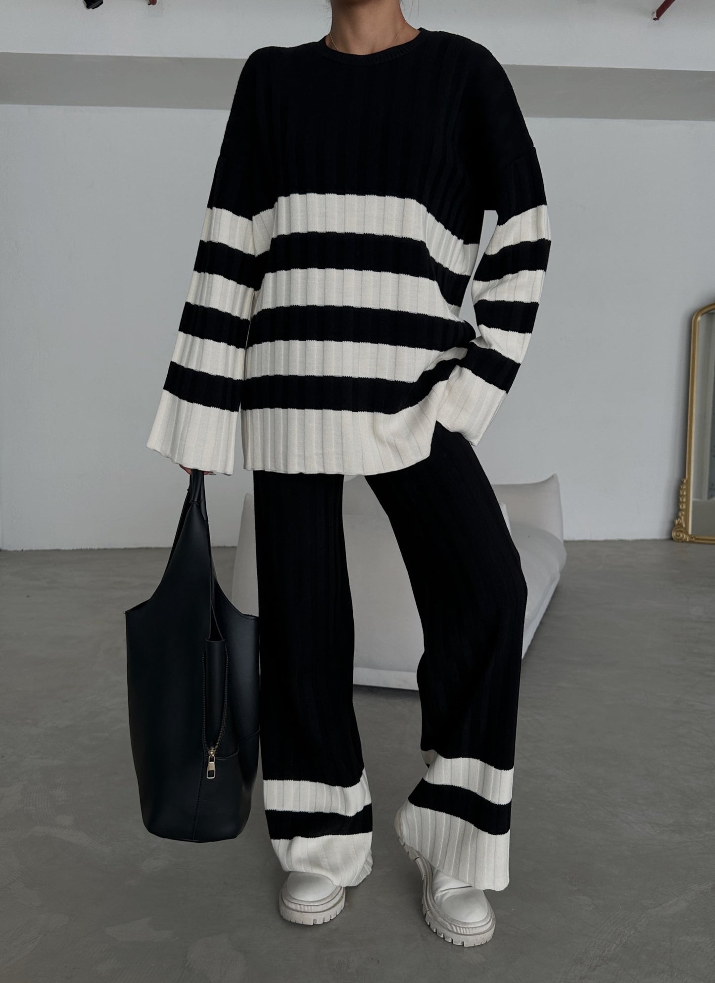 Black & White Sweater Knit Co-ord Set