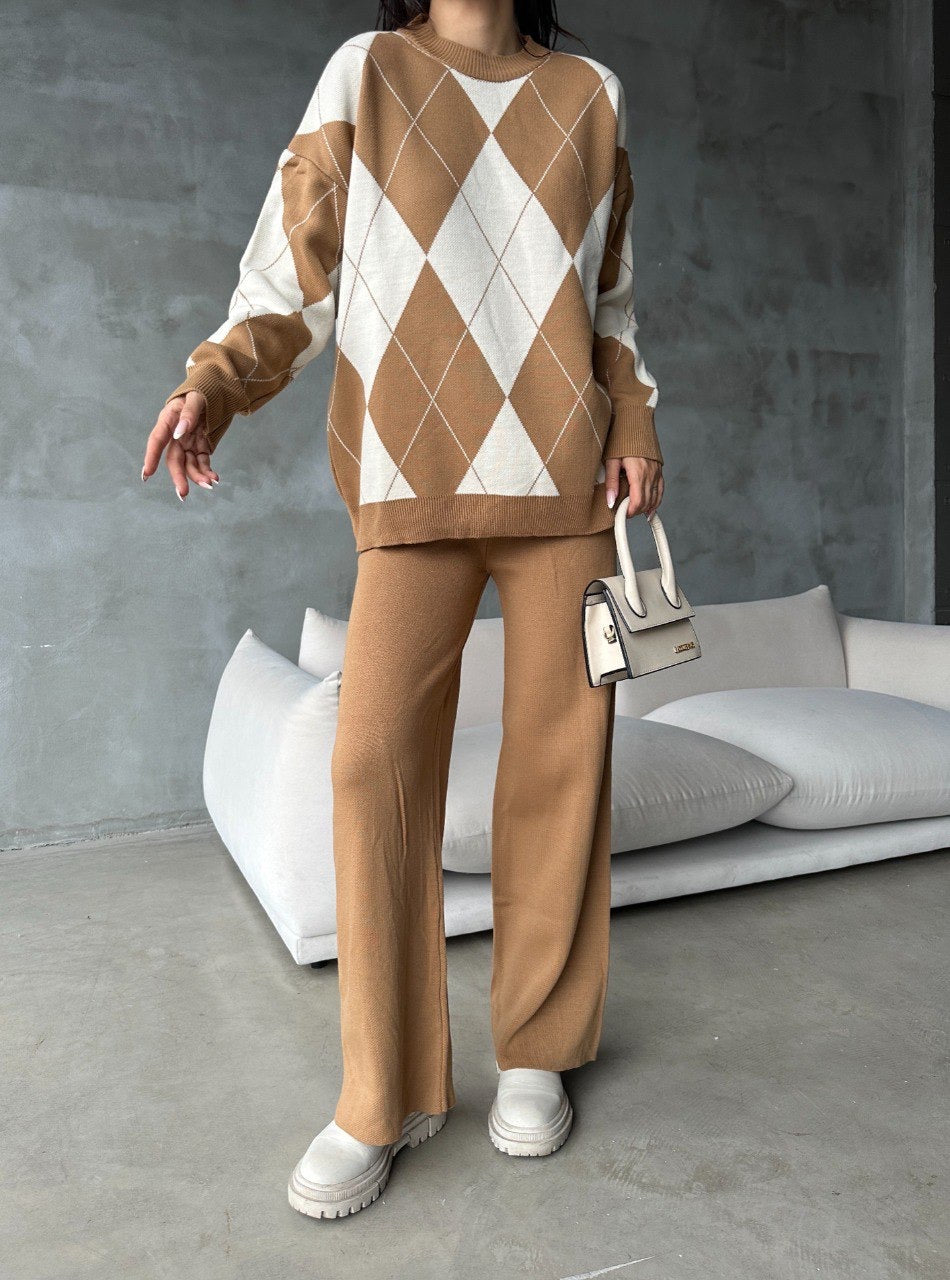 Beige Sweater Knit Co-ord Set