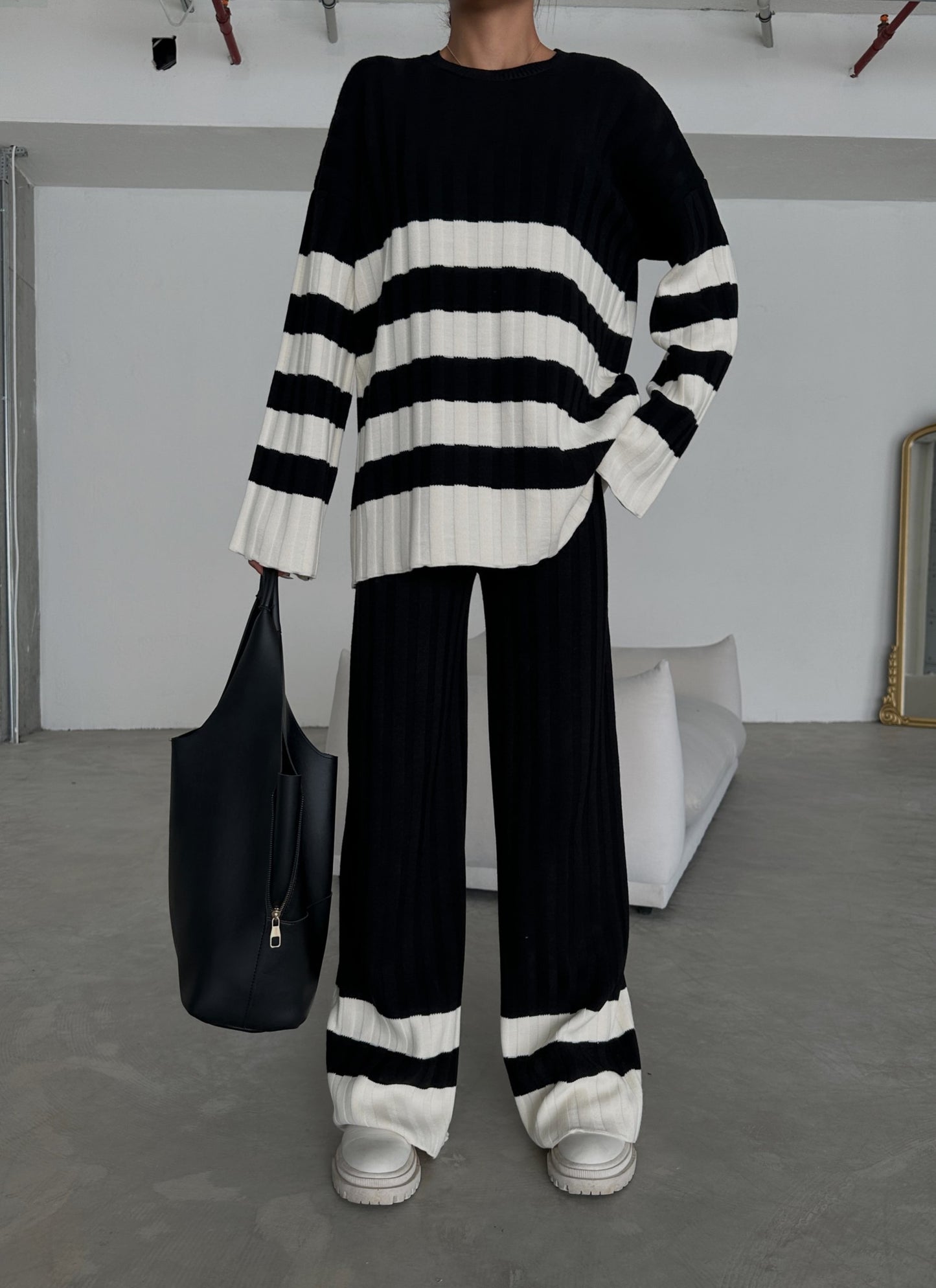 Black & White Sweater Knit Co-ord Set