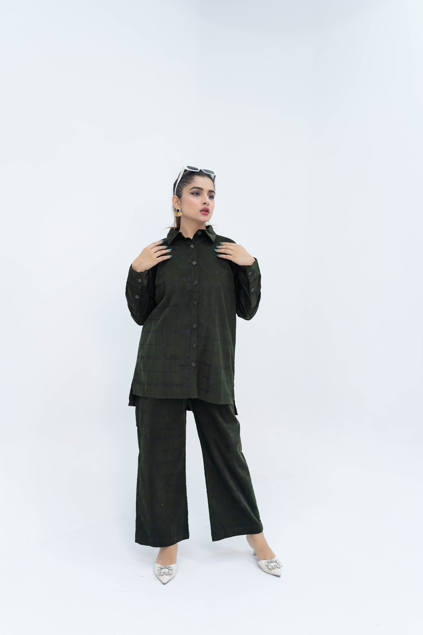 Bottle Green Corduroy Co-ord Set