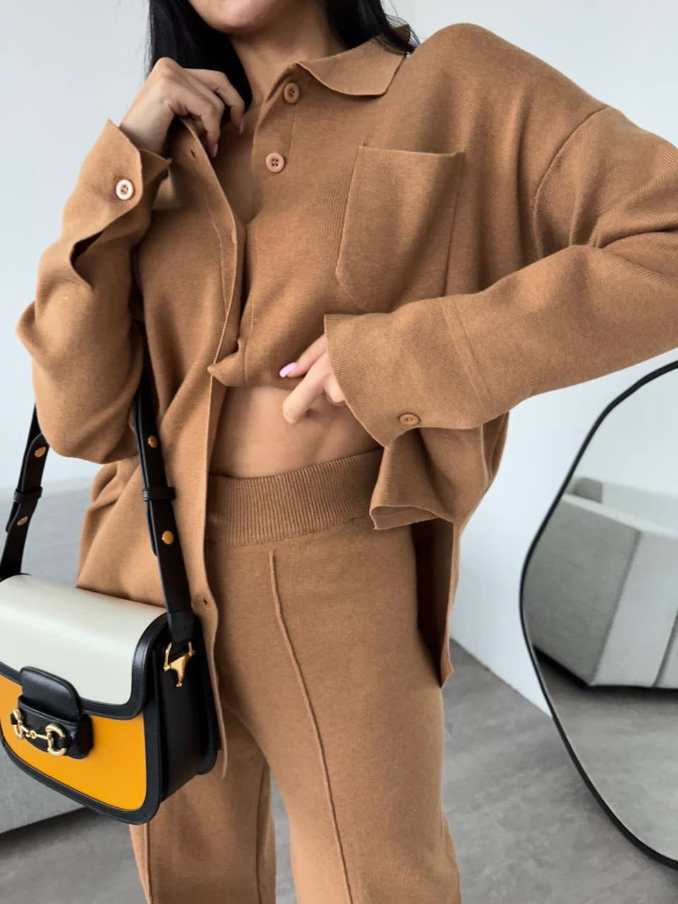 Camel Brown Sweater Knit Co-ord Set