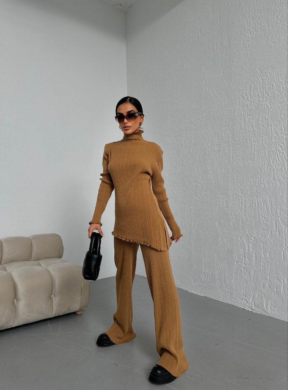 Camel Brown Sweater Knit Co-ord Set