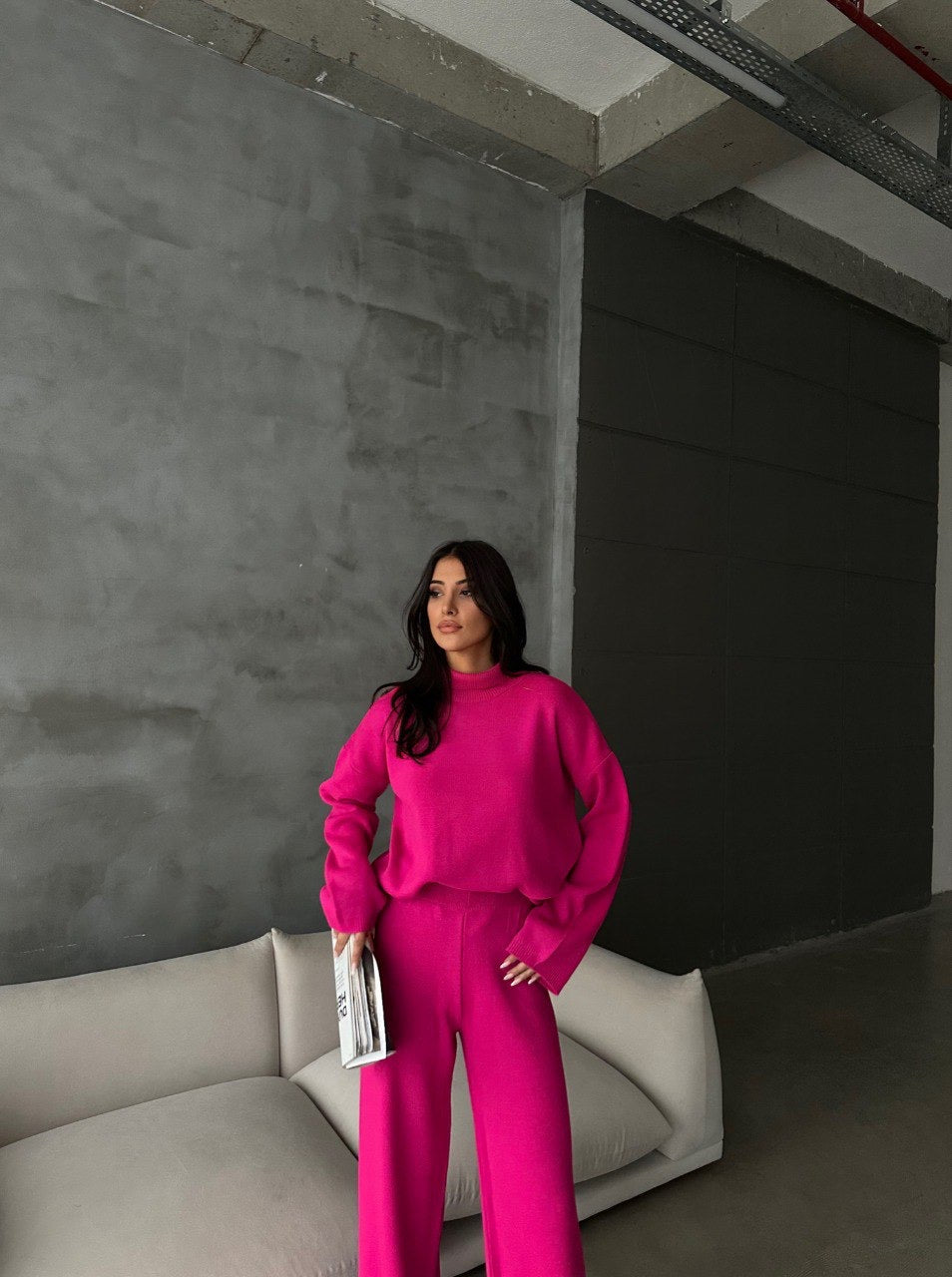 Fuchsia Sweater Knit Co-ord Set