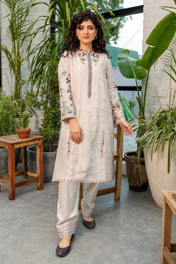 BEST SELLING CRYSTAL WHITE 02-PC STITCHED EMBROIDERED Shalwar Suit