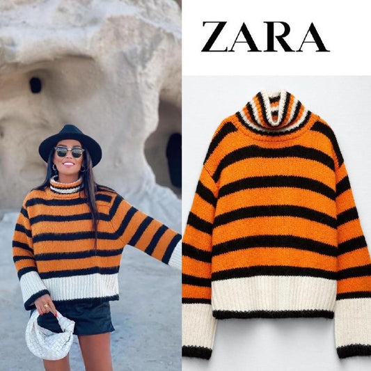 Zara High Neck Wool Knit Sweater