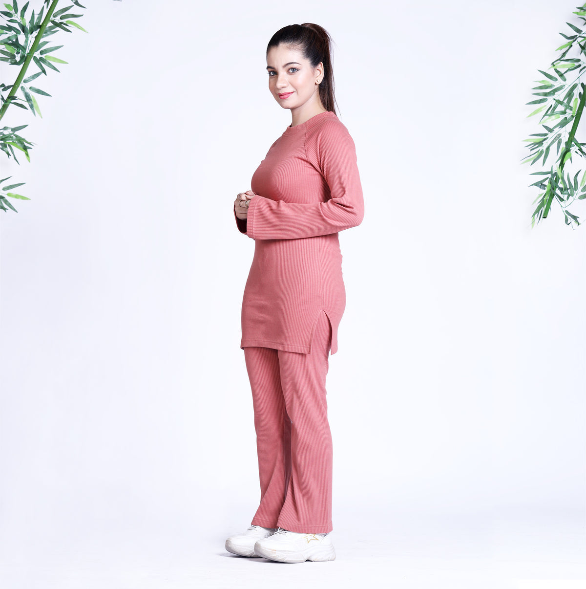 Ribbed Cotton Sweater Knit Co-ord Set 3 Colours