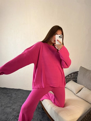 Fuchsia Sweater Knit Co-ord Set