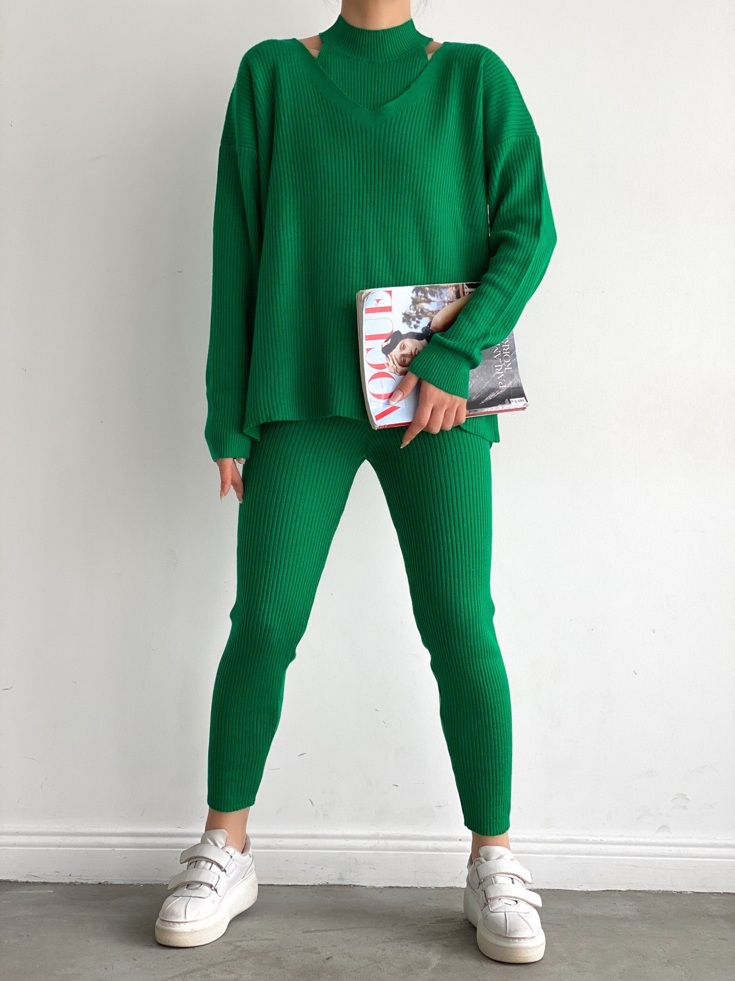 Green 3-Piece Sweater Knit Co-ord Set