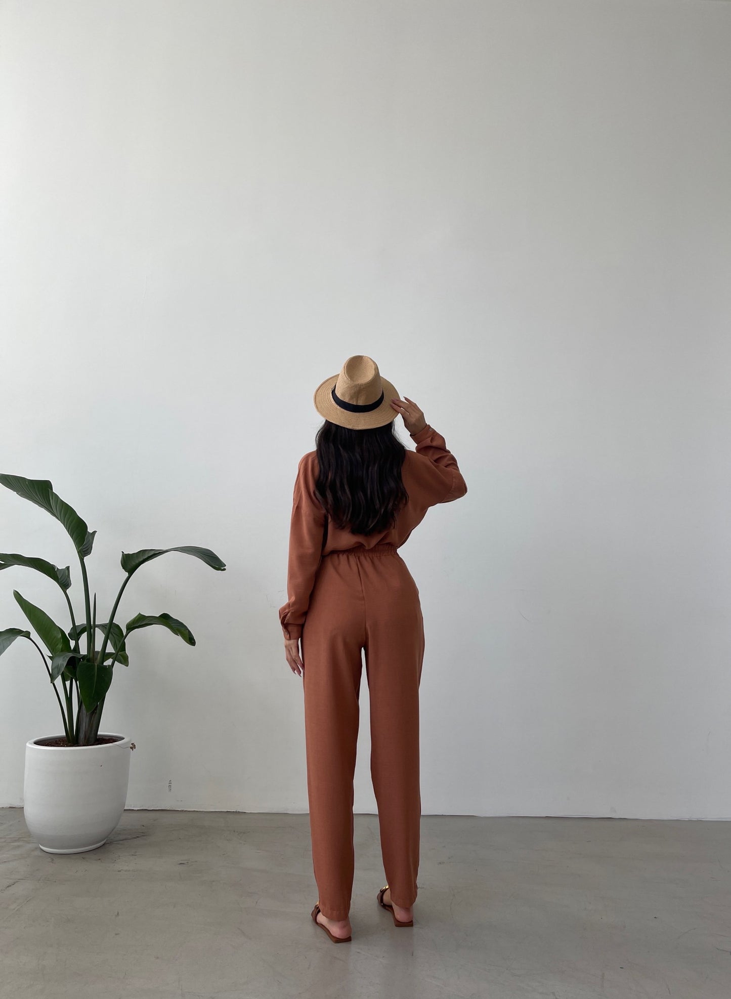 Tan Brown European Linen Co-ord Set