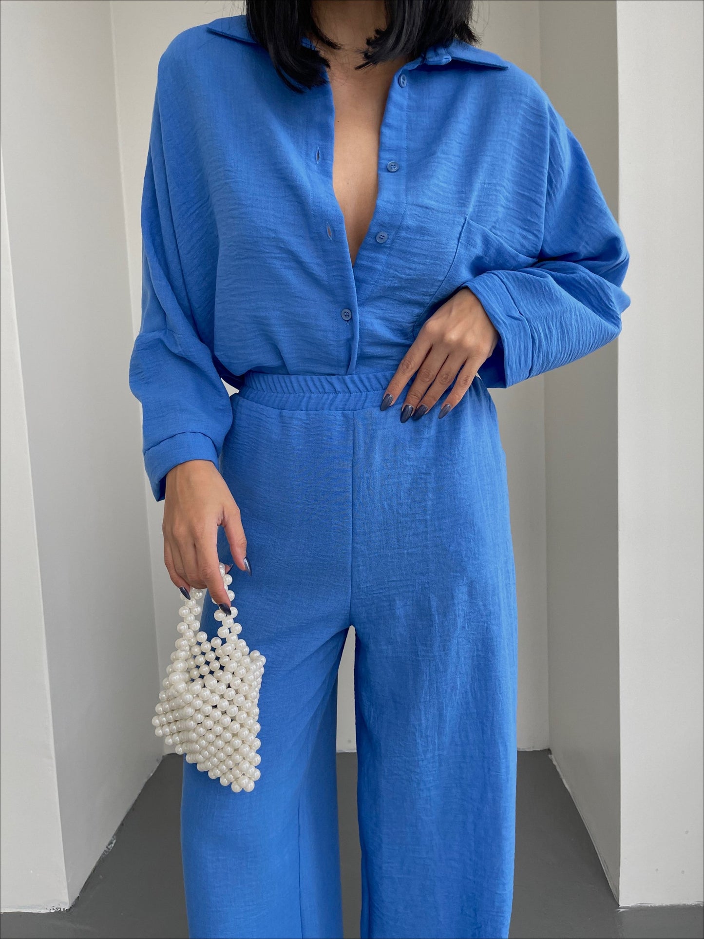 Blue European Linen Co-ord Set