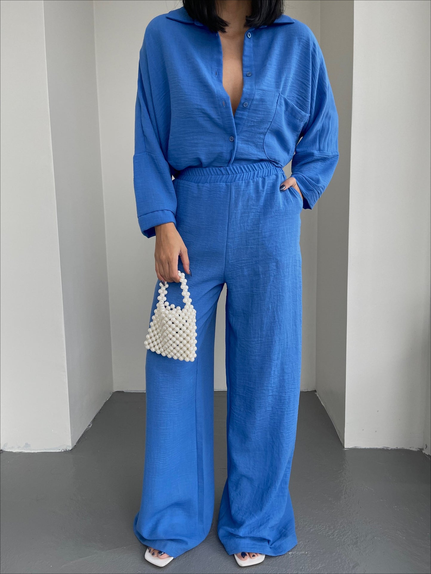 Blue European Linen Co-ord Set