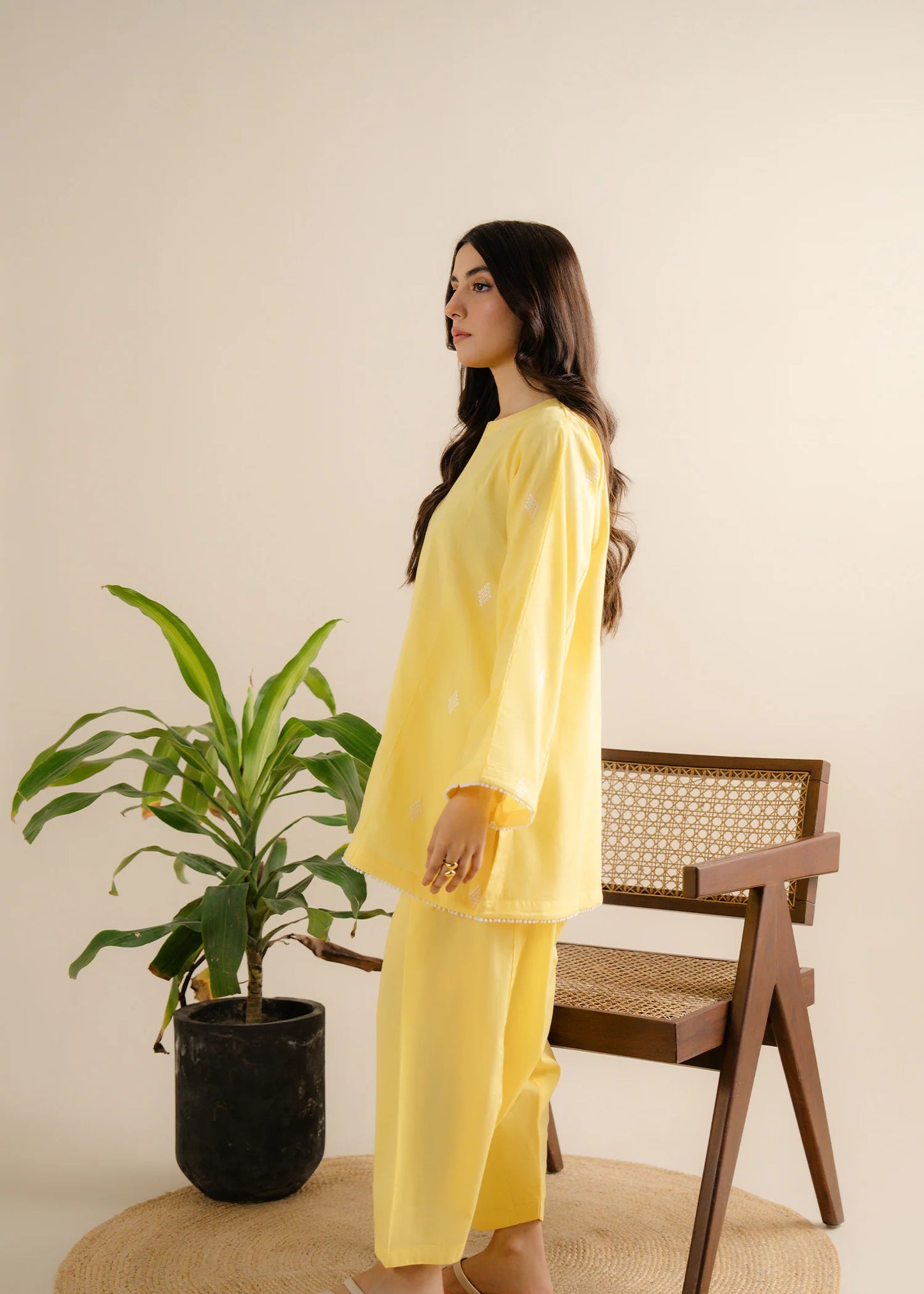 Yellow Embroidered Suit