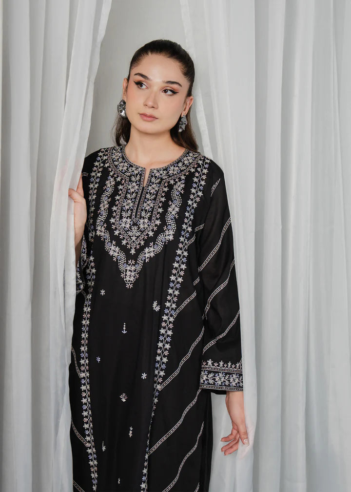 BLACK BESTSELLING MULTI COLOUR EMBROIDERED STITCHED DRESS