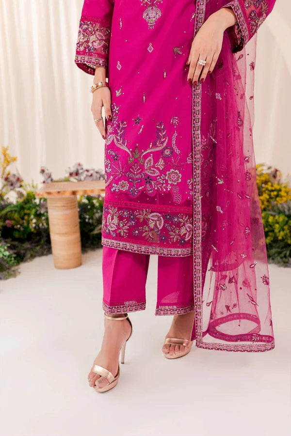 3- Pc PINK PUNCH LAWN EMBROIDERED